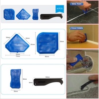 Lot de 4 outils de calfeutrage en silicone, outil de finition de mastic, grattoir d'angle pour colle à verre, pour salle de bain, cuisine, sol