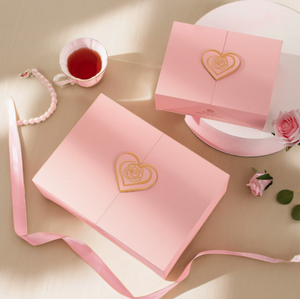 Caja de Regalo Magnética de Lujo con Doble Puerta para Productos de Cuidado de la Piel, Caja de Embalaje Cosmético con Logotipo de Rosa en Forma de Corazón y Bolsa de Regalo a Juego - Product Image 2