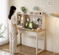 Bureau d'étude convertible multi-rangements pour enfants avec organisateur mural perforé, étagère et tiroirs spacieux pour chambre et bureau à domicile