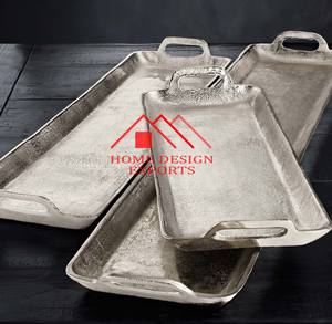 Dernier design de plateau de service en aluminium de forme rectangulaire pour décoration de centres de table de mariage Offre Spéciale aluminium nickelé - Product Image 2