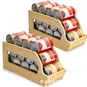 Wooden Can Storage Rack Solid Wood Stackable <b>Desktop</b> Organizer For Canned Food Beverage Kitchen Cabinet Organizers - Product Image 1