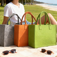 Sac fourre-tout en feutre réutilisable, léger et résistant, avec poignées, pour les courses, la plage et les voyages