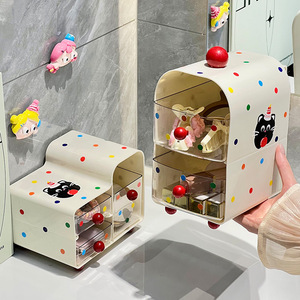 Desktop <b>Storage</b> Box Cosmetic Organizer Plastic Multifunction Makeup Drawer With Wheels For <b>Dressing</b> <b>Table</b> Jewelry Lipstick - Product Image 2