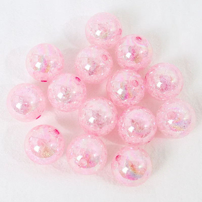 20 MM Đồng Bằng Acrylic Mới Chunky Bubblegum Hạt Crackle Gumball Hạt Cho Đồ Trang Sức Làm Shinny Acrylic Trong Suốt Hạt