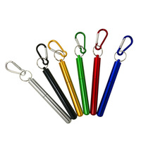 Pailles à boire réutilisables pliables en acier inoxydable arc-en-ciel, télescopiques, en métal, avec étui en aluminium, accessoires de bar écologiques