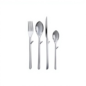 Cubiertos gruesos de restaurante de alta calidad, vajilla al por mayor, cuchillos y cuchara, tenedor, juego de cubiertos negros mate - Product Image 1