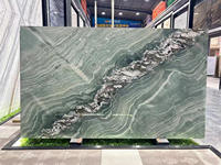 Brésil naturel vert bookmatched marbre vert quartzite fond panneau mural Villa hôtel translucide quartzite mur carreaux de sol