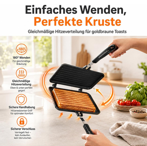 Popular Portable Sandwich Cake Mold Aluminium Roasting Pan Outdoor Use Two Side Breakfast Sandwich Grill Pan - Product Image 3