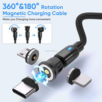 Chargeur magnétique rotatif à 540 degrés 3A à charge ultra-rapide et câble tressé en nylon, ensemble adapté à tous les types de téléphones – Vente Flash