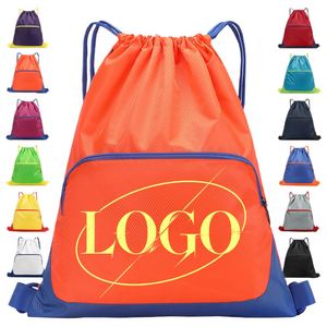 Sac à dos personnalisé Oxford imperméable avec cordon de serrage et poche avant zippée, idéal pour le sport et la gym – Meilleure vente - Product Image 1
