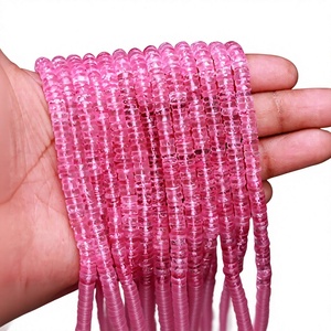Cuentas Heishi de Topacio Rosa Natural de 6-7mm, Corte Facetado Tipo Llanta, Venta al por Mayor, 16 Pulgadas, Marca VISHESH GEMS, Jaipur, India, Collar - Product Image 1