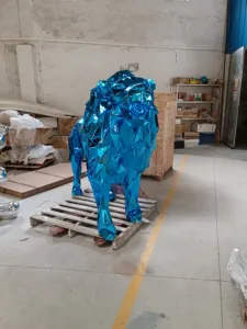 Escultura de León de Tamaño Real para Exteriores, con Recubrimiento Electrolítico, para Entrada de Centro Comercial, Escultura Geométrica de Animal, Escultura de León de Gran Tamaño - Product Image 3