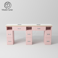Madamcenter - Table de manucure de luxe moderne avec plateau en marbre, double siège, multifonctionnelle, pour salon de manucure, SPA, durable et écologique
