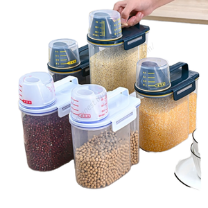ถังเก็บอาหารแห้งแบบกันฝุ่นสำหรับขายส่ง พร้อมถ้วยตวง สำหรับเก็บธัญพืช ข้าว ถั่ว - Product Image 1