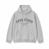 Sweat à capuche personnalisé OEM pour homme, gris clair, style universitaire, 300 GSM, mélange de coton, molleton bouclette, imprimé sérigraphié, fabricant