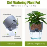 Maceta de Cultivo sin Tierra de 2 Capas, Maceta Hidropónica con Cuerda de Algodón, Autorriego, Maceta con Riego Automático