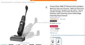 <span class=keywords><strong>Aspirateur</strong></span> sans fil humide et sec Tinecos Floor ONE S7 Stretch Ultra 180 ° Nettoyant pour sols à conception anti-emmêlement et à plat - Product Image 2