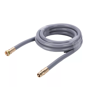 Tuyau de propane pour camping-car de 1,8 m (6 pieds), 3/8 et 1/2 pouce, surface lisse, basse pression, gris, <span class=keywords><strong>raccord</strong></span> rapide, <span class=keywords><strong>flexible</strong></span>, en caoutchouc, raccords en laiton, garantie 1 an - Product Image 1