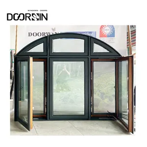 Modern House Window Designs Wood Clad Aluminum Crank Open Casement Window Arch Window For VIlla Arch Shaped Windows