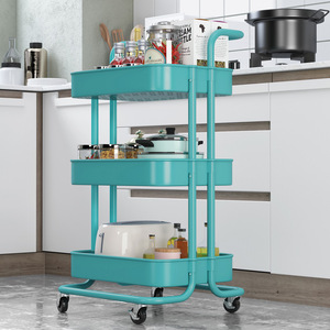 <b>Storage</b> <b>Cart</b> 3 Tier Wheeled Mobile Kitchen Trolley Rectangle Easy Cleaning Food Container Standing Type Living Room - Product Image 4