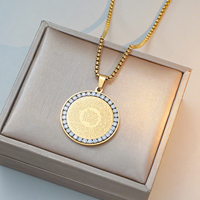 Collar Islámico de Acero Inoxidable 316L Resistente al Agua con Circonita, Colgante Árabe Chapado en Oro de 18K, Antideslustre, para Mujer