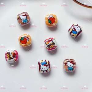 Dibujos animados lindo Kt pan al vapor cuentas pequeñas cuentas cuadradas encantos caja del teléfono basura cadena Diy bolsa colgante accesorios de joyería - Product Image 3