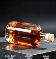 Bouteille en verre transparente personnalisée en forme de cylindre avec bouchon en liège, impression sérigraphique pour la vodka, le whisky, la tequila, le rhum, le gin, le brandy - Logo personnalisé