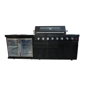 Muebles de <span class=keywords><strong>Cocina</strong></span> Modulares de Exterior de Acero Negro con Horno, Juego de <span class=keywords><strong>Cocina</strong></span> de Exterior de Madera - Product Image 1