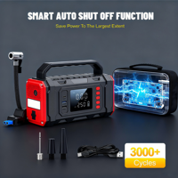 Démarreur de voiture robuste 16000mAh 2000A 12V 24V avec pompe à air, gonfleur de pneus et batterie externe