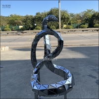 Grande sculpture géométrique moderne en acier inoxydable poli, sculpture en métal personnalisée, œuvre d'art animale, décoration de jardin, hôtel