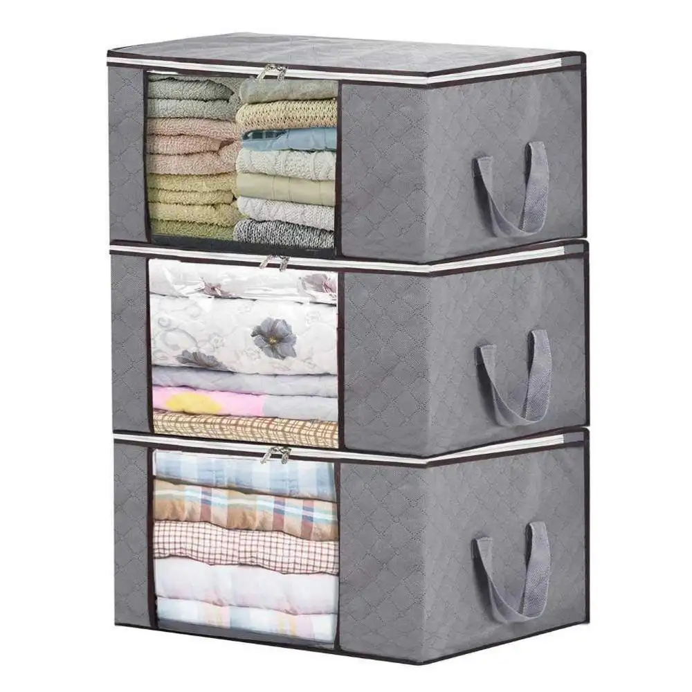 Large capacity quilt storage bag with clear window folding storage bag for clothes organizer