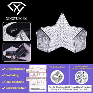 Atacado de Fábrica Personalizado em Massa Joias Hip Hop de Prata Esterlina 925 Anel de Estrela Cravejado com Diamantes e Moissanite para Homens - Product Image 1