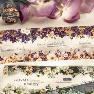 1 rouleau de fleurs de nuit noire série de fleurs colorées style sombre aquarelle paysage PET ruban de décoration - Product Image 3