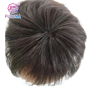 Toupets de cheveux humains de remplacement pour hommes à peau fine tissés à la main 100% vrais indiens pour hommes <span class=keywords><strong>sac</strong></span> en PVC 8 pouces attaché à la main - Product Image 6
