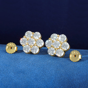 Iced Out Straight Post Moissanite Stud <b>Earrings</b> 925 Sterling Silver VVS Push <b>Back</b> Butterfly Friction <b>Back</b> Everyday Bling - Product Image 3