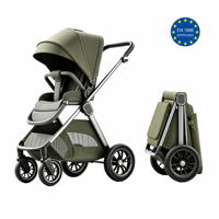 Poussette bébé de luxe 3-en-1 avec siège auto, cadre pliable en alliage d'aluminium, certifiée EN1888 pour les enfants de 0 à 3 ans