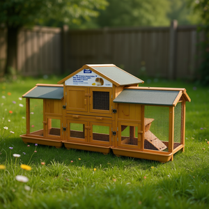 Jaula Extra Grande para Conejos, Dos Corredores, Bandeja Extraíble, Techo Impermeable de Dos Niveles, Casa de Madera para Mascotas al Aire Libre, para Animales Pequeños y Cobayas - Product Image 2