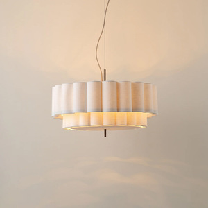 Lustre rond de couleur crème, lumière LED E27, pour salon, chambre à coucher, hôtel, café - Product Image 1