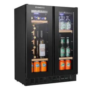 ワインと飲料用のガラスドア付き自立型96Lスマート飲料冷蔵庫28ボトルコンプレッサー飲料クーラー