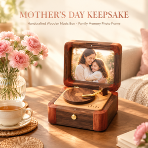 Caja <span class=keywords><strong>de</strong></span> <span class=keywords><strong>Música</strong></span> <span class=keywords><strong>de</strong></span> Madera con Manivela y Marco para Fotos, Grabado Personalizado, Regalo Conmemorativo para el Día <span class=keywords><strong>de</strong></span> la Madre, para Mamá y Abuela, Decoración para el Hogar - Product Image 1