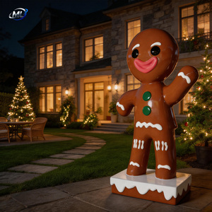 รูปปั้นคนขนมปังขิงคริสต์มาสขนาดใหญ่แบบกำหนดเอง ทำจากไฟเบอร์กลาส สำหรับตกแต่งสวนกลางแจ้ง ศิลปะตกแต่งห้างสรรพสินค้า - Product Image 4
