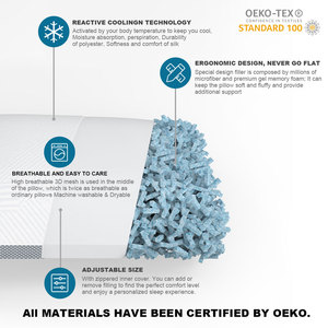 Biểu Tượng Tùy Chỉnh Xóc Bộ Nhớ Bọt Gối Mềm Có Thể Giặt Thoáng Khí Vừa Công Ty Có Thể Điều Chỉnh Làm Mát Giường Tre Ngủ Gối - Product Image 2