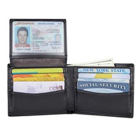 Dompet kulit kuda gila pemblokir RFID merek kustom tempat kartu lipat ganda pendek terbuka Vintage Dompet jendela 2 ID untuk pria