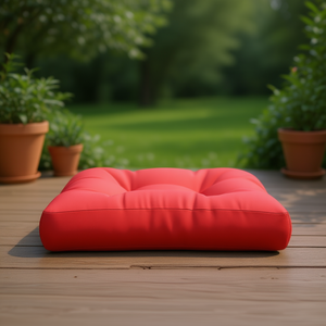 Coussin de palette d'extérieur en polyester rouge moyen, résistant à l'eau, rectangulaire, pour espaces de vie extérieurs - Product Image 2