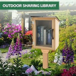 Moderno esterno impermeabile reggilibri in legno piccola scatola della biblioteca per il negozio di condivisione di libri snack nei quartieri delle scuole - Product Image 6