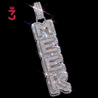 Pendentif Hip Hop personnalisé avec nom ou lettre, en argent 925, entièrement serti de moissanite VVS, testé au diamant et certifié GRA, style rappeur