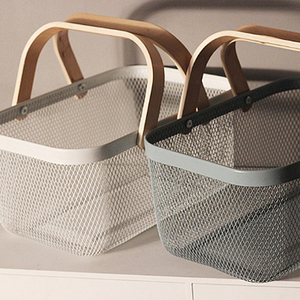 Giỏ Lớn Đựng Đồ Bằng Sắt Rèn Kiểu Bắc Âu Có Tay Cầm Bằng Gỗ XWX Factory - Product Image 6