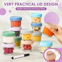 Bocaux en verre de qualité alimentaire de 4 oz pour aliments pour bébés, empilables, réutilisables, avec couvercles, pour yaourt, flocons d'avoine, préparation de repas