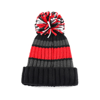 Bonnet d'hiver épais en acrylique de haute qualité avec logo brodé personnalisé BSCI, bonnet tricoté à pompon teint, nœuds à pois, plage