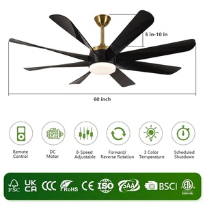 <span class=keywords><strong>Ventilador</strong></span> de <span class=keywords><strong>Techo</strong></span> Decorativo de 60 Pulgadas con <span class=keywords><strong>Luz</strong></span>, Aspas de ABS, Control Remoto, Motor DC <span class=keywords><strong>Silencioso</strong></span> con Garantía de 10 Años, para Sala de Estar o Villa - Product Image 2